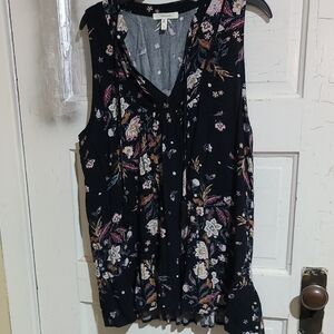 Maurices Black and Pink Floral Sleeveless Top
